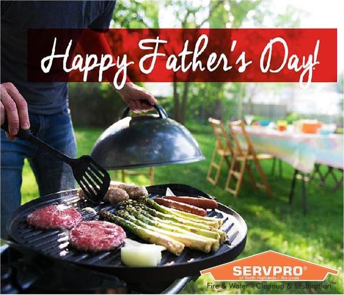 Happy Father's Day image of man grilling. 